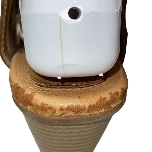 Earth Women's Shoes Size 7B Brown Leather Cone Heel Retro Open Toe Slingback - Picture 7 of 14